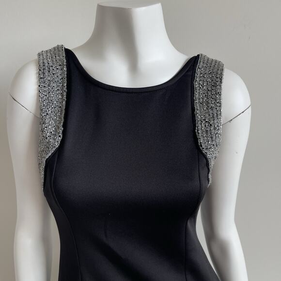 Just Me Embellished Beaded Black Mini Dress Sz Medium Holiday Cocktail Party - Picture 2 of 15